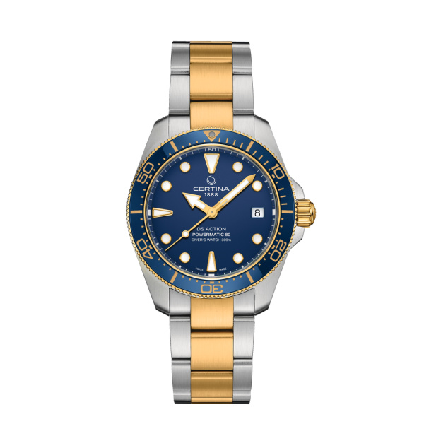 Montre Certina DS Action Diver 38mm Powermatic 80 Cadran Bleu Bracelet Acier inoxydable,PVD