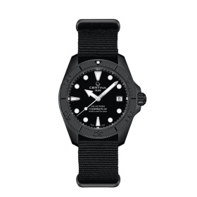 Montre Certina DS Action Diver 38mm Powermatic 80 Cadran Noir Bracelet NATO,Synthétique