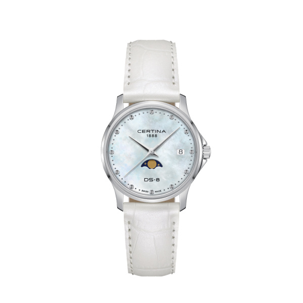 Montre Certina DS-8 Moonphase Lady Cadran Nacre Bracelet Acier inoxydable
