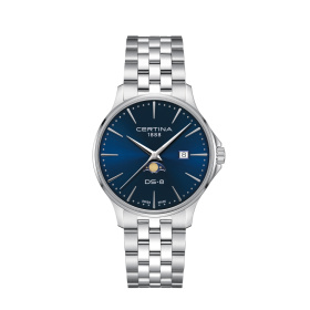 Montre Certina DS-8 Moonphase Gent Cadran Bleu Bracelet Acier inoxydable