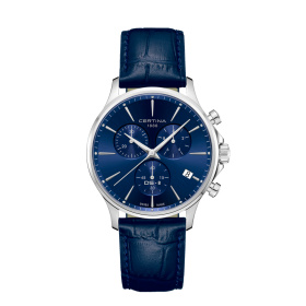 Montre Certina DS-8 Chrono Cadran Bleu Bracelet Cuir