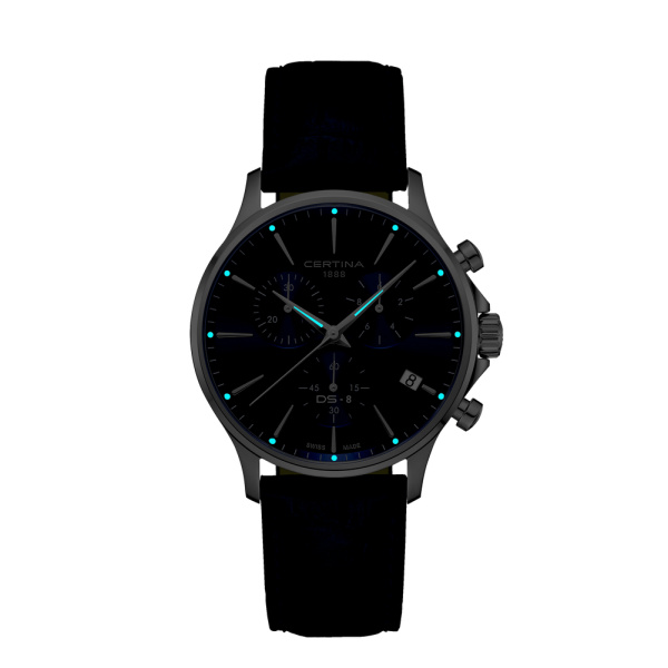 Montre Certina DS-8 Chrono Cadran Bleu Bracelet Cuir