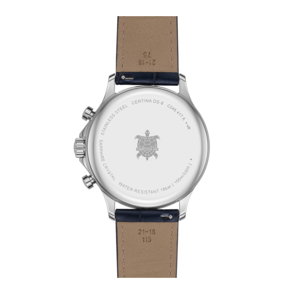Montre Certina DS-8 Chrono Cadran Bleu Bracelet Cuir