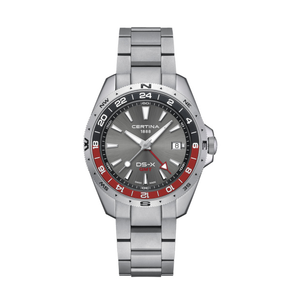Montre Certina DS-X GMT Cadran Gris Bracelet Acier inoxydable
