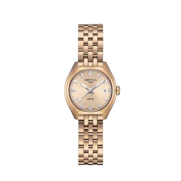Montre Certina DS-2 Lady Cadran Champagne / Doré Bracelet PVD,Acier inoxydable