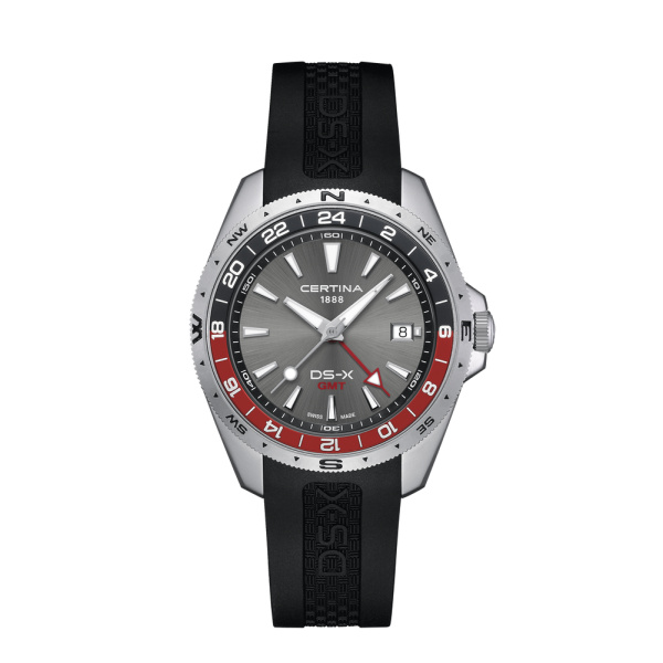 Montre Certina DS-X GMT Cadran Gris Bracelet Caoutchouc