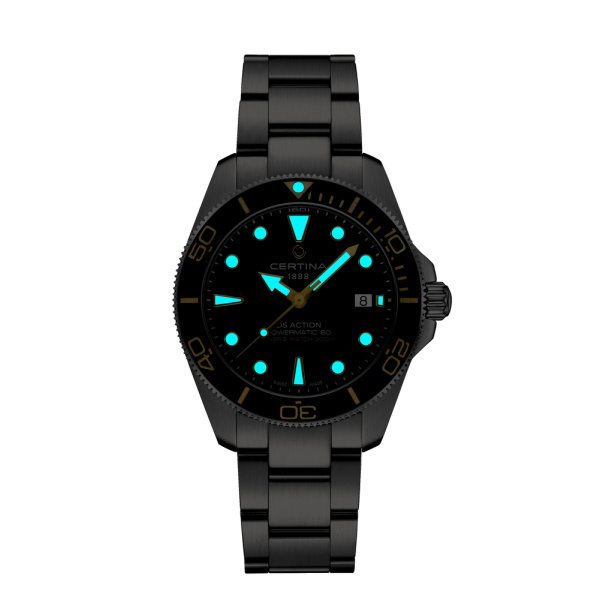 Montre Certina DS Action Diver 40.5mm Powermatic 80 Cadran Noir Bracelet Acier inoxydable