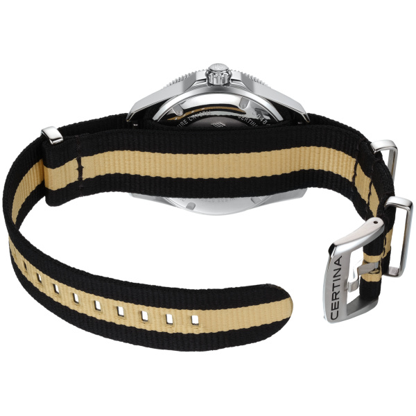 Montre Certina DS Action Diver 40.5mm Powermatic 80 Cadran Noir Bracelet NATO,Synthétique