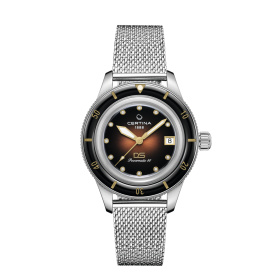 Montre Certina DS PH200M 39mm Powermatic 80 Cadran Marron / Brun Bracelet Maille milanaise,Acier inoxydable
