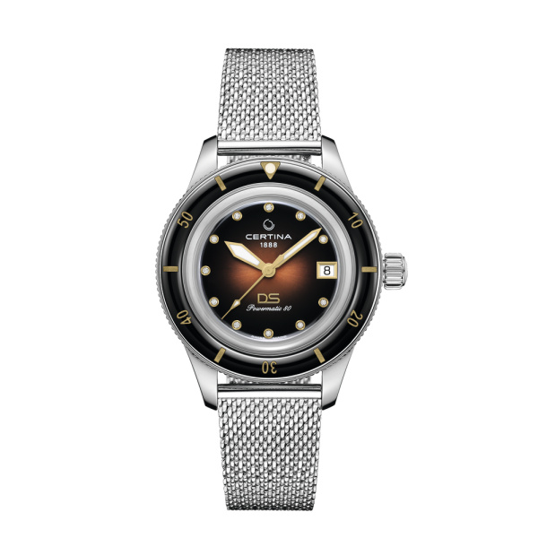 Montre Certina DS PH200M 39mm Powermatic 80 Cadran Marron / Brun Bracelet Maille milanaise,Acier inoxydable