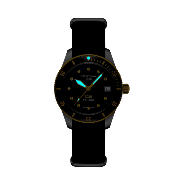 Montre Certina DS PH100M Lady Cadran Noir Bracelet Cuir