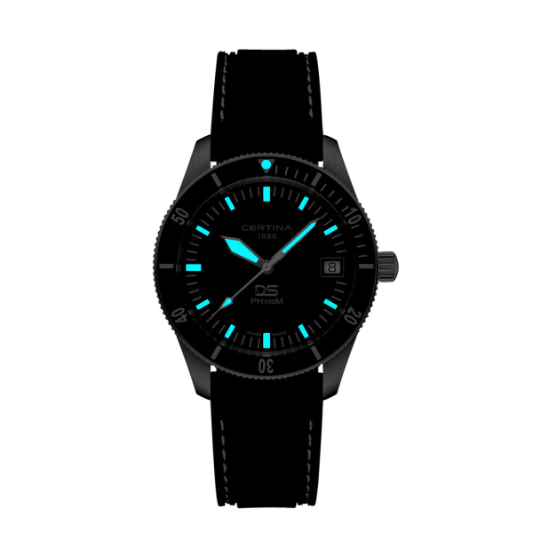 Montre Certina DS PH100M Gent Cadran Noir Bracelet Caoutchouc