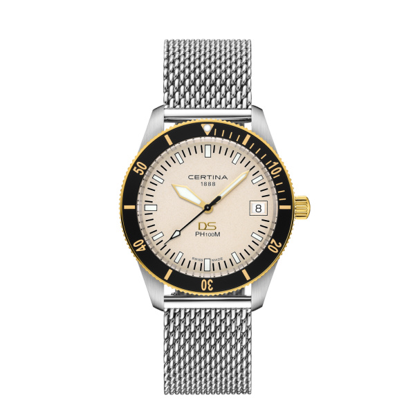 Montre Certina DS PH100M Gent Cadran Argent Bracelet Maille milanaise,Acier inoxydable