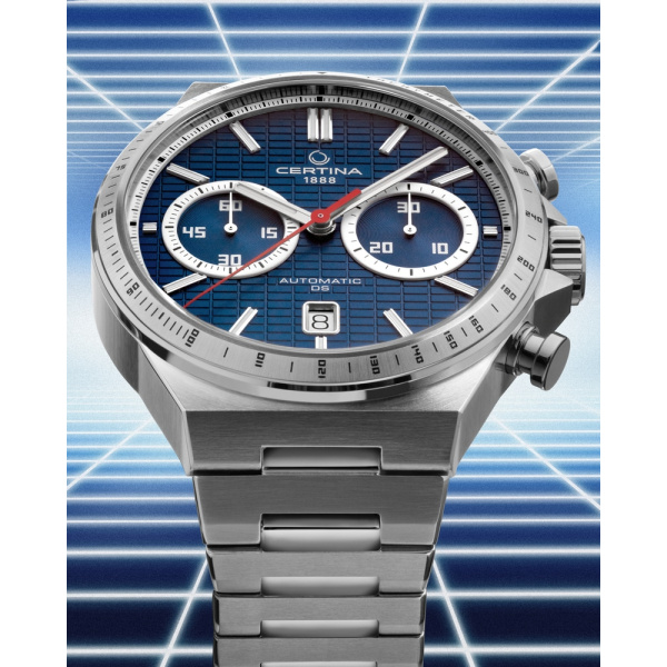 Montre Certina DS-7 Chrono Auto Cadran Bleu Bracelet Acier inoxydable