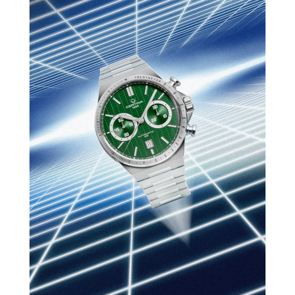 Montre Certina DS-7 Chrono Auto Cadran Vert Bracelet Acier inoxydable