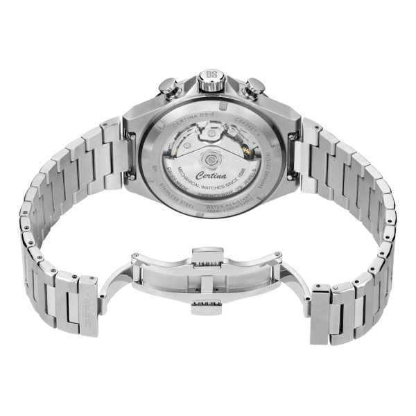 Montre Certina DS-7 Chrono Auto Cadran Noir Bracelet Acier inoxydable