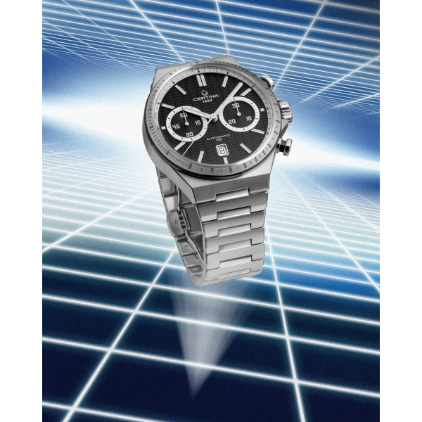 Montre Certina DS-7 Chrono Auto Cadran Noir Bracelet Acier inoxydable