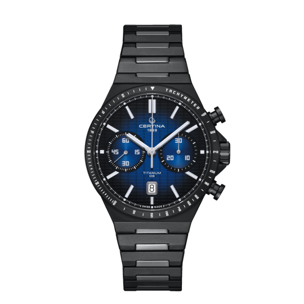 Montre Certina DS-7 Chrono Auto Cadran Bleu Bracelet PVD,Titane