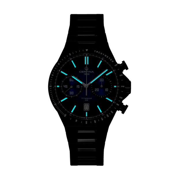 Montre Certina DS-7 Chrono Auto Cadran Bleu Bracelet PVD,Titane