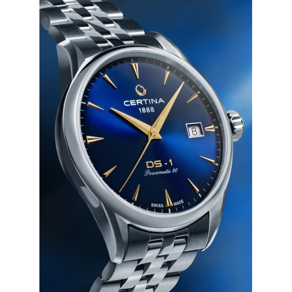 Montre Certina DS-1 38mm Cadran Bleu Bracelet Acier inoxydable