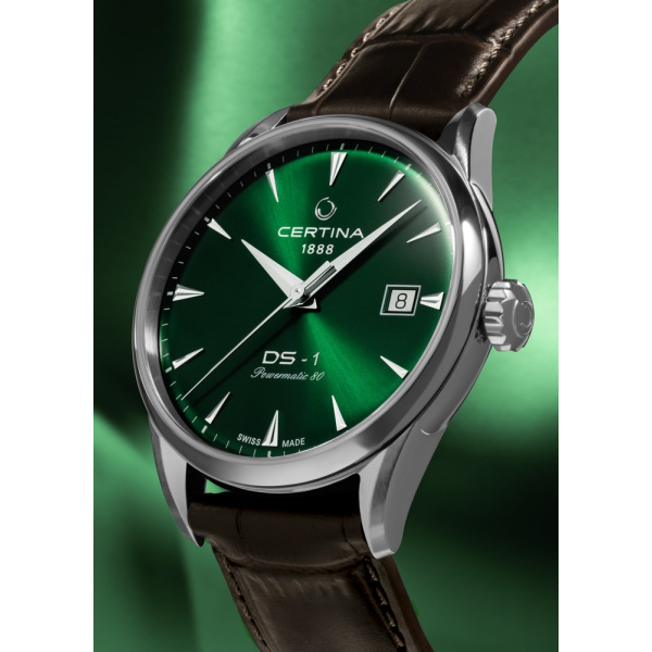 Montre Certina DS-1 38mm Cadran Vert Bracelet Cuir