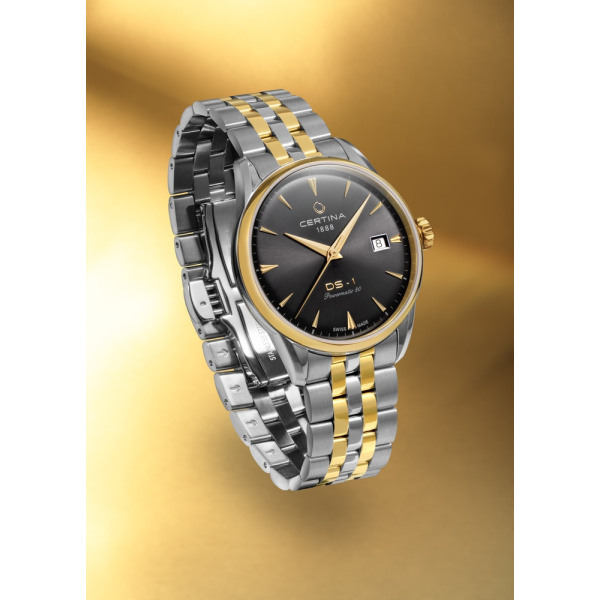 Montre Certina DS-1 38mm Cadran Gris Bracelet PVD,Acier inoxydable