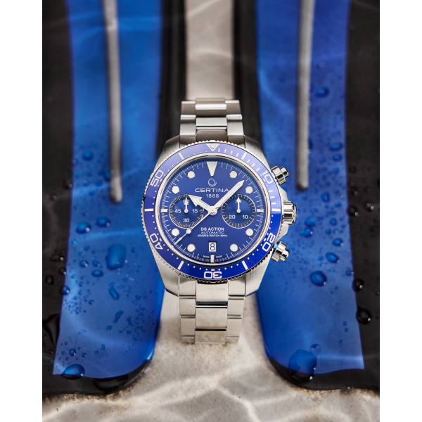 Montre Certina DS Action Diver Chrono Cadran Bleu Bracelet Acier inoxydable