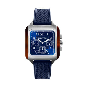 Montre BRISTON Streamliner Kennedy Chrono Bleu Bracelet Caoutchouc