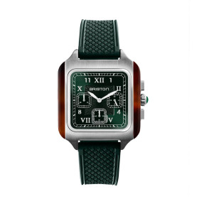 Montre BRISTON Streamliner Kennedy Chrono Vert Bracelet Caoutchouc