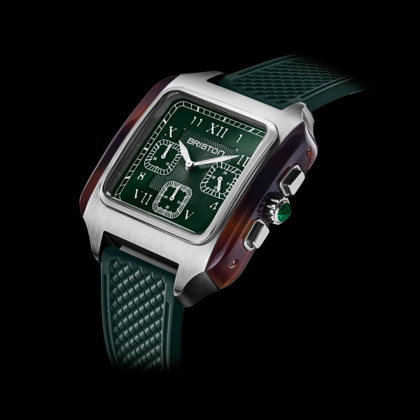 Montre BRISTON Streamliner Kennedy Chrono Vert Bracelet Caoutchouc