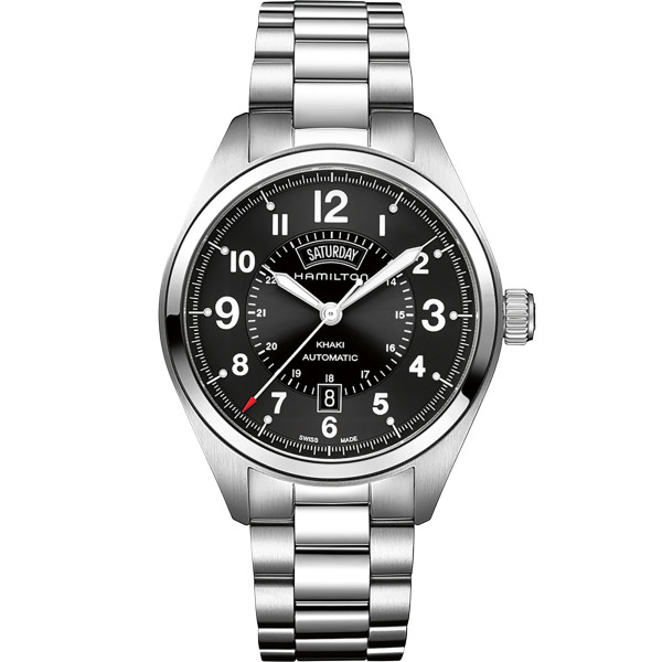 Montre Hamilton Khaki Field 42mm Auto Cadran Noir Bracelet Acier