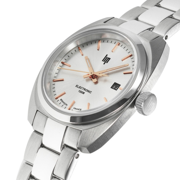 Montre LIP Général de Gaulle Classique 31 mm Cadran argenté Bracelet Acier Inoxydable