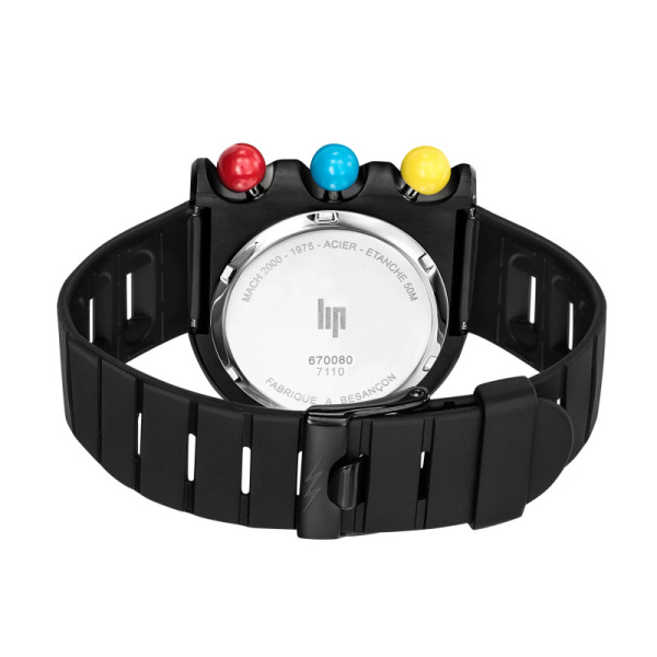 Montre LIP Mach 2000 Chronographe 42*40 mm Cadran noir Bracelet caoutchouc