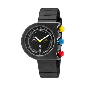 Montre LIP Mach 2000 Chronographe 42mm Cadran noir Bracelet caoutchouc