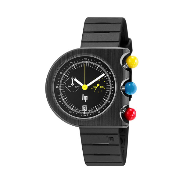 Montre LIP Mach 2000 Chronographe 42mm Cadran noir Bracelet caoutchouc