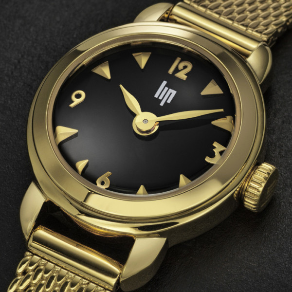 Montre LIP Henriette Classique 18 mm Cadran noir Bracelet Acier Inoxydable