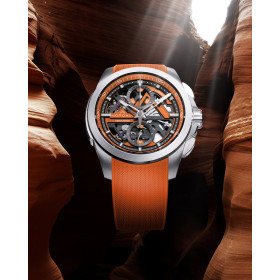 Montre Norqain Independence Skeleton 42mm Bracelet Caoutchouc Orange
