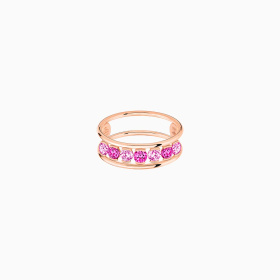 Bague La Brune & La Blonde Hula Hoop Rose Rubis Et Saphirs Roses