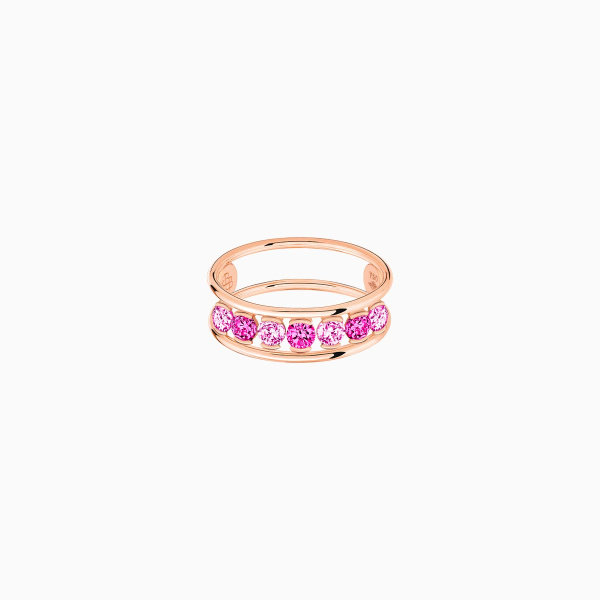 Bague La Brune & La Blonde Hula Hoop Rose Rubis Et Saphirs Roses