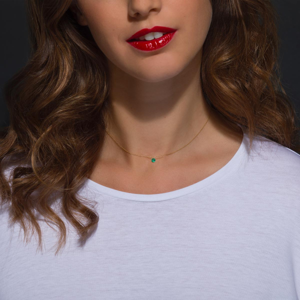 Collier La Brune & La Blonde Confetti Solitaire Émeraude 0,20 ct