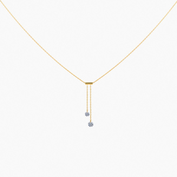 Collier La Brune & La Blonde 360° Cravate 2 Diamants 0,35 ct Or Jaune