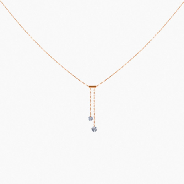 Collier La Brune & La Blonde 360° Cravate 2 Diamants 0,35 ct Or Jaune