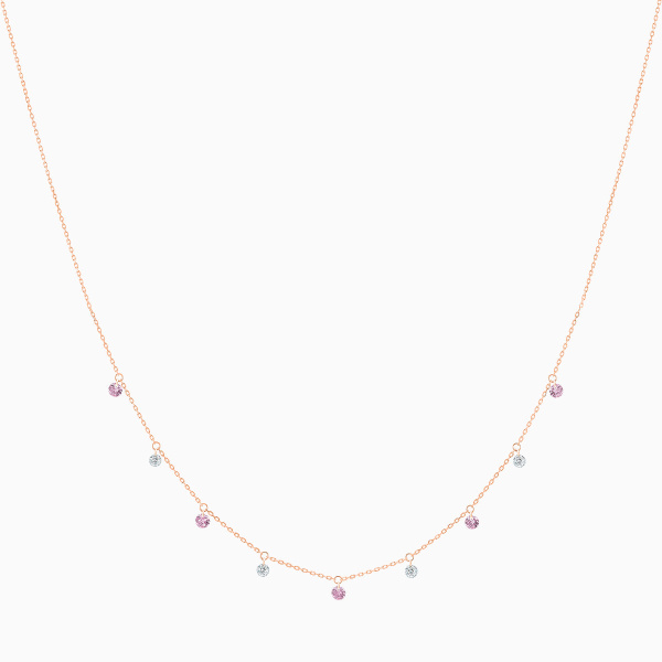 Collier La Brune & La Blonde Confetti Mini Rivière Saphirs Roses Et Diamants