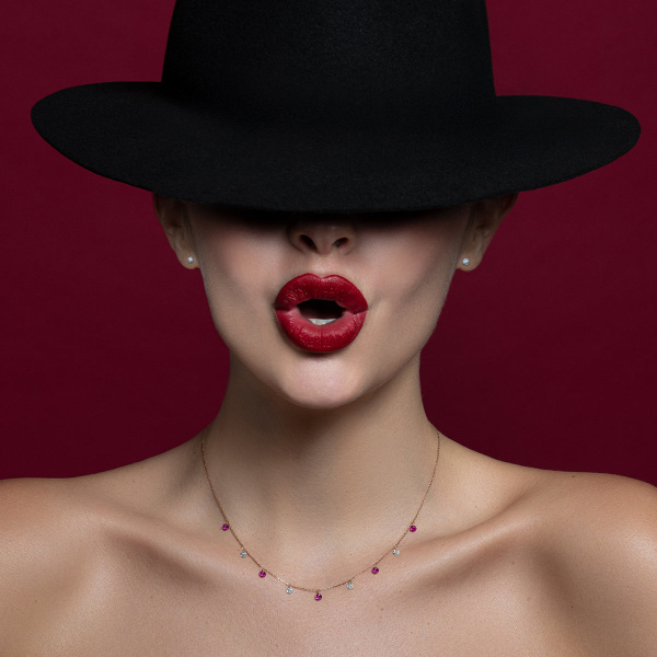 Collier La Brune & La Blonde Confetti Mini Rivière Rubis Et Diamants