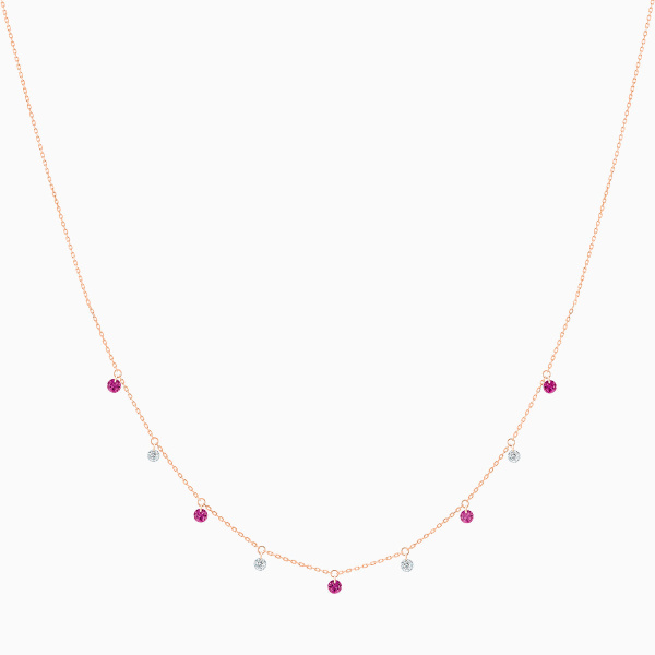 Collier La Brune & La Blonde Confetti Mini Rivière rubis et diamants — cadeau fête des Mères 2026