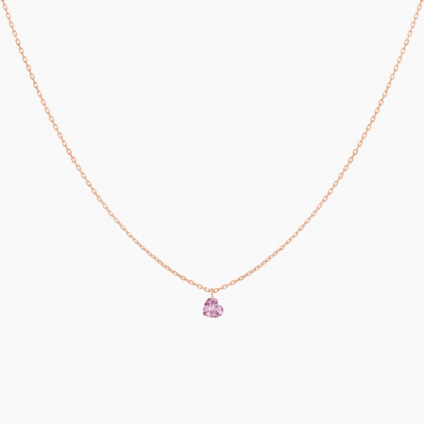 Collier La Brune & La Blonde Confetti Solitaire Saphir Rose Cœur 0,50 ct