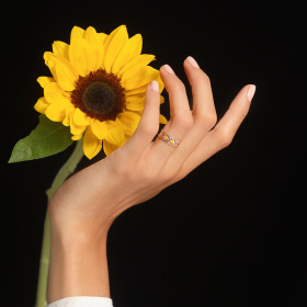 Bague Miami La Brune & La Blonde Hula Hoop Saphirs Jaunes Oranges Et Roses
