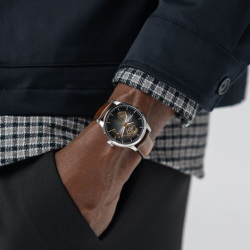 Montre Hamilton Jazzmaster Open Heart Auto 40mm Cadran Brun Bracelet Cuir