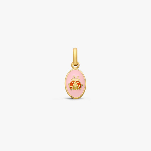 Pendentif Arthus Bertrand Or Jaune Coccinelle Rose Poudré Or Jaune