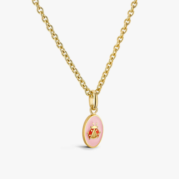 Pendentif Arthus Bertrand Or Jaune Coccinelle Rose Poudré Or Jaune
